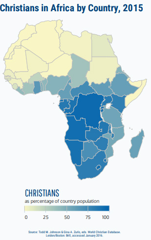 chart of Christian grown in Afira by
                            country