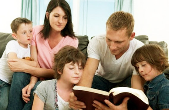 family reading Bible together