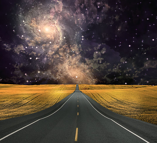 highway and starry sky