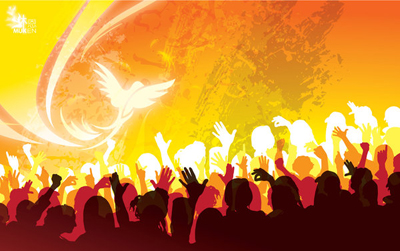 Holy Spirit and people
                  praising God