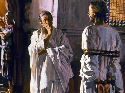 Pilate asks Jesus "What is truth?"