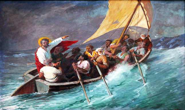 Jesus
                    calms the storm at sea