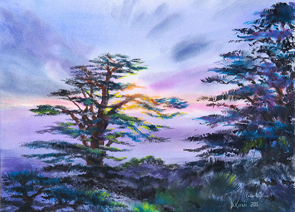 Cedar Rythyms, watercolour
                  by David Kurani