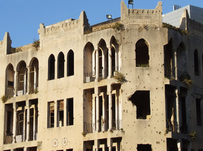 civil war scars left in Beirut