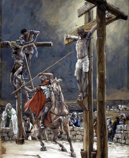 Crucifixion of Christ with spear by
                  Tissot
