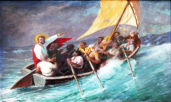 Jesus
                  calms storm at sea
