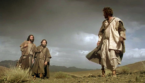 meeting Christ on the road to Emmaus (from a film
                  clip)