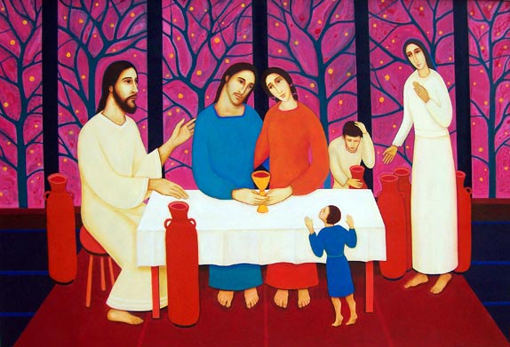 Jesus at Cana wedding celebration by
                          Michael O'Brien
